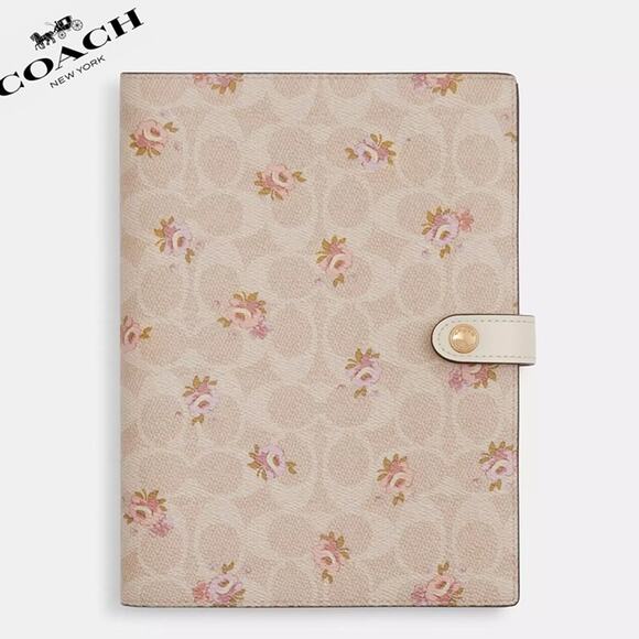 🌸 Coach Notebook In Signature Canvas With Floral Print - Picture 1 of 11